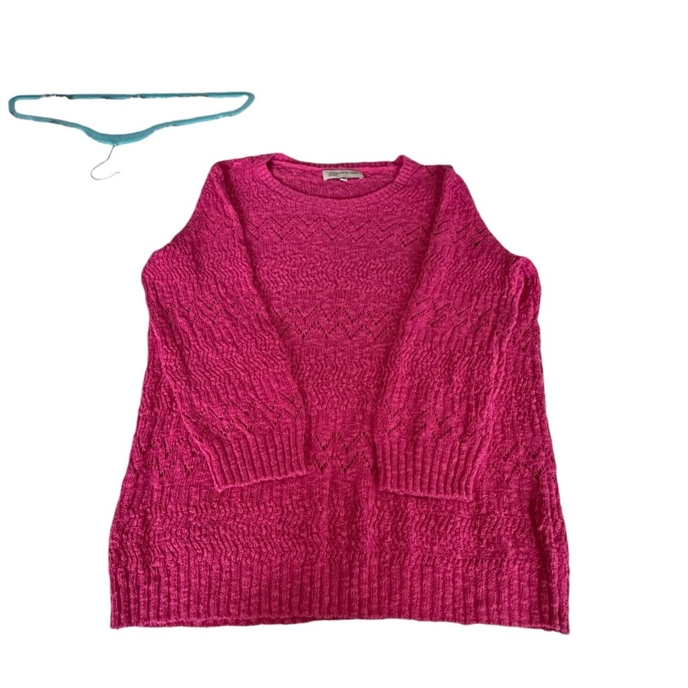 🔴 5 for $40 SALE! 
Jones New York Hot Pink Crew Neck Loose Knit Sweater sz XL - Picture 12 of 12